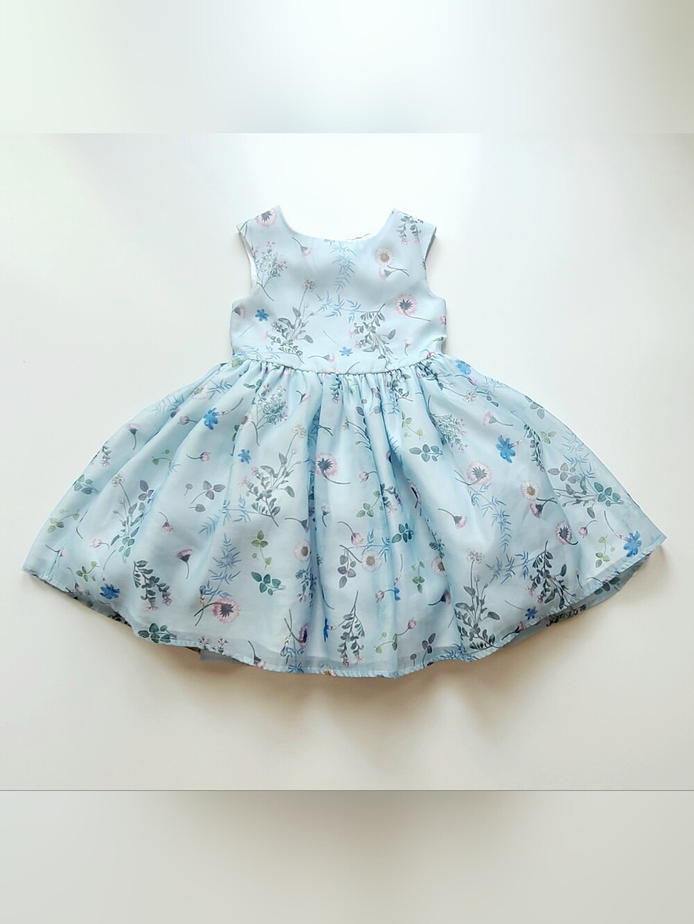 Pastourelle Pippa & Julie Blue Botanical Organza Full Party Dress Size 4T Girls